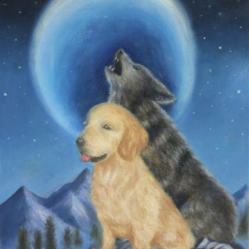 Anna G dog and wolf painting